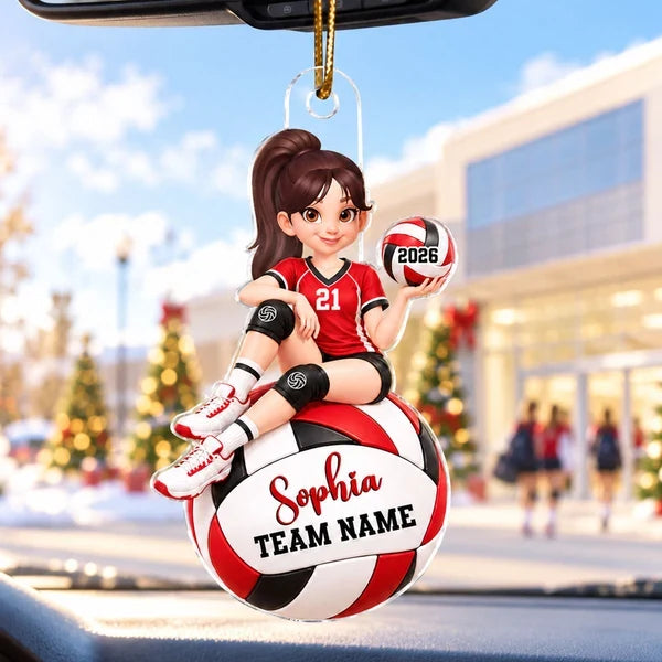 Personalized Acrylic Ornament, Seated Volleyball Player Design, Unique Christmas Gift for Daughter or Granddaughter