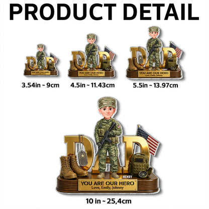 Proud Military Dad Acrylic Fridge Magnet, Personalized Creative Father's Day Gift With Standing Soldier & Flag