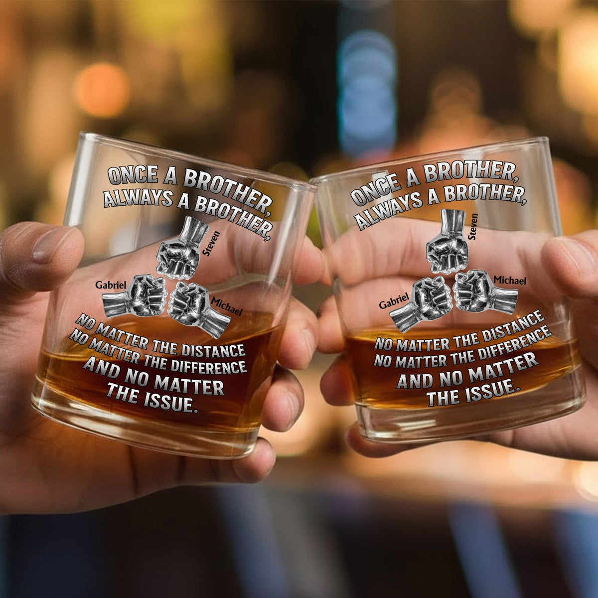 Once A Brother Always A Brother Personalized Whiskey Glass - Heartwarming Sibling Keepsake Gift for Long-Distance Cheers