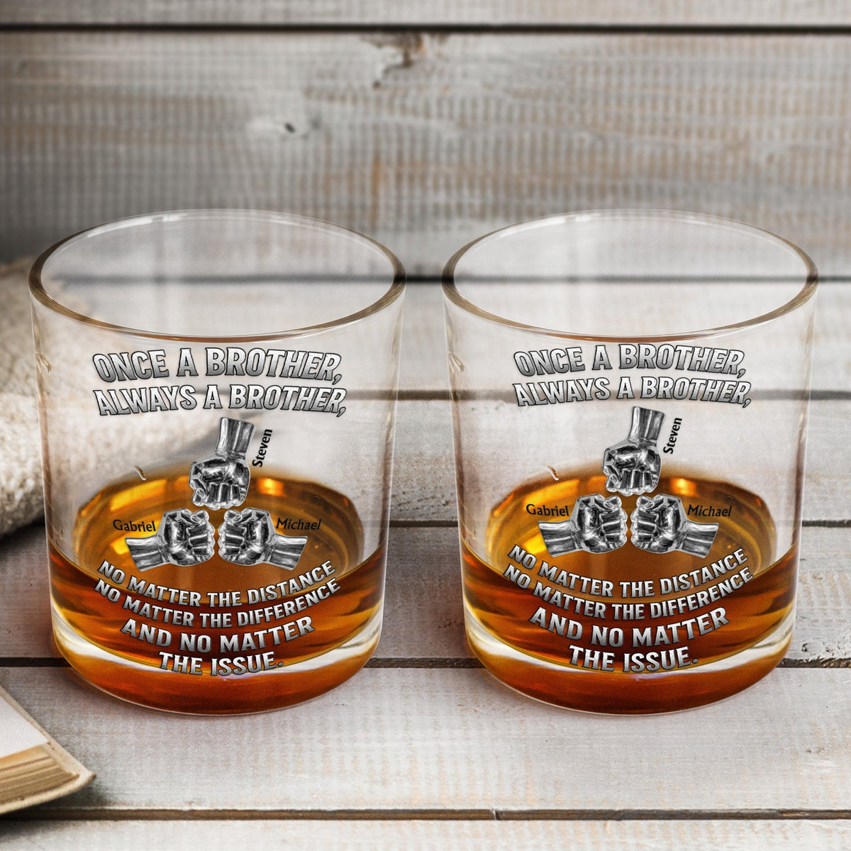 Once A Brother Always A Brother Personalized Whiskey Glass - Heartwarming Sibling Keepsake Gift for Long-Distance Cheers