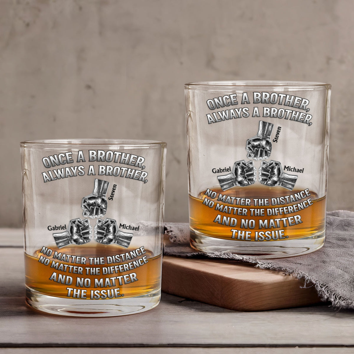 Once A Brother Always A Brother Personalized Whiskey Glass - Heartwarming Sibling Keepsake Gift for Long-Distance Cheers