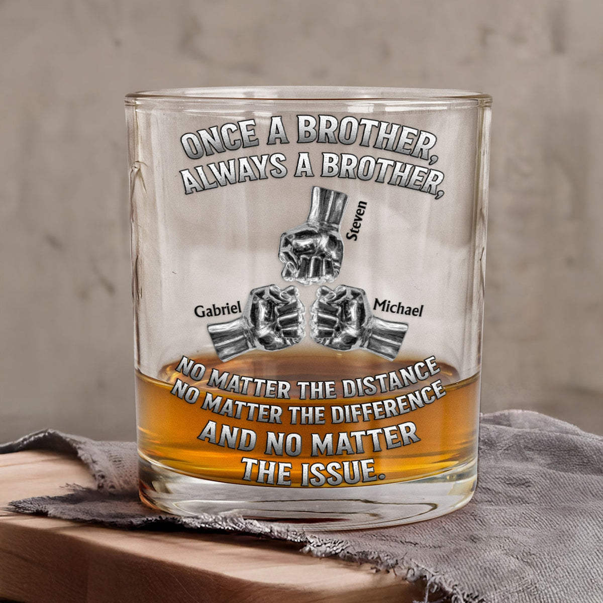 Once A Brother Always A Brother Personalized Whiskey Glass - Heartwarming Sibling Keepsake Gift for Long-Distance Cheers