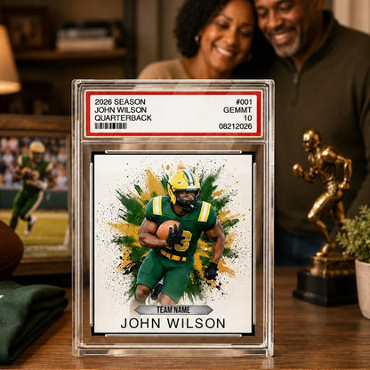 Rectangle Acrylic Block Plaque, Personalized Red & Gold Football Keepsake, Creative Gift for Players