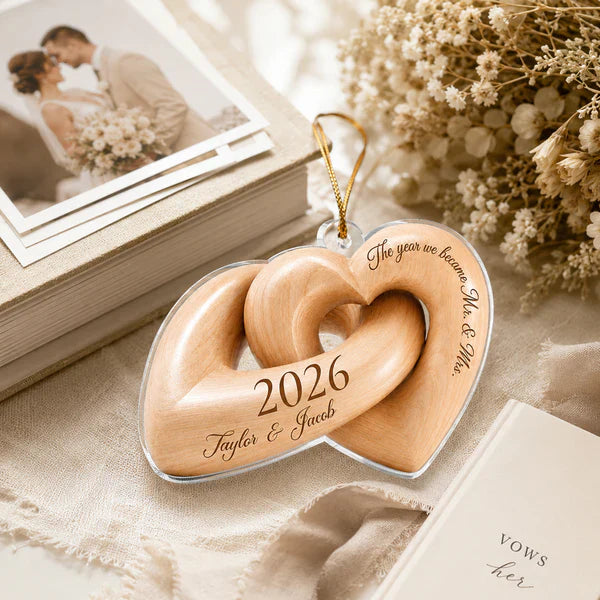 Acrylic Ornament with The Year We Became Mr. & Mrs., Creative Holiday Tree Keepsake Gift for Newlywed Couple
