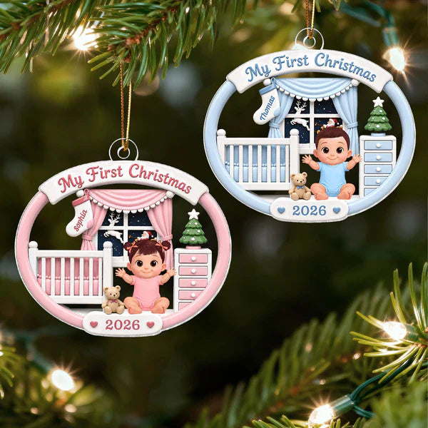 Personalized Acrylic Ornament, My First Christmas Baby Nursery Design, Unique Gift for New Parents