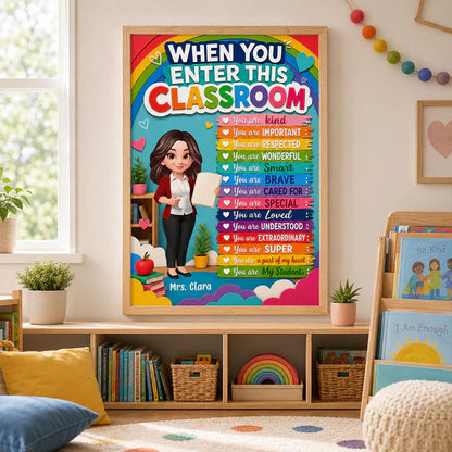 Personalized Teacher Canvas, Colorful Classroom Welcome, Unique Creative Gift for Back to School