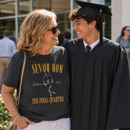 Senior Season Classic Tee, Personalized Running Football Player Keepsake, Creative Gift for Football Mom