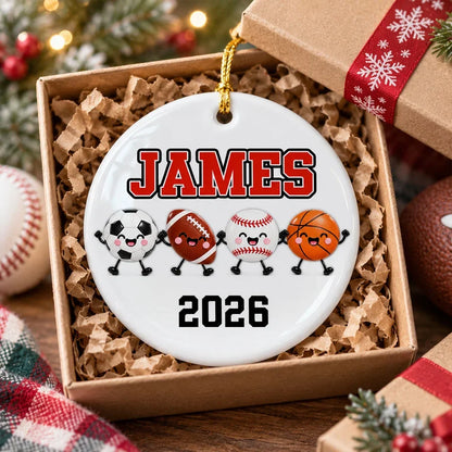 Personalized Ceramic Ornament, Smiling Multi-Sport Team Keepsake, Creative Gift for Kids and Sports Fans