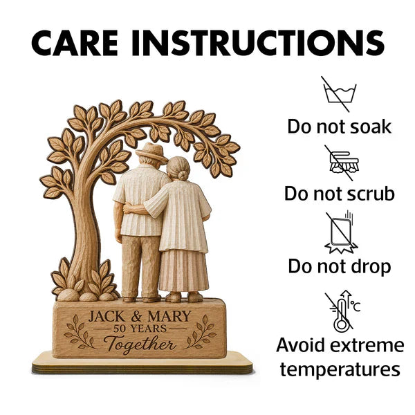 Custom Wooden Plaque with Arm-in-Arm Couple Under Leafy Tree, Creative Gift for Husband & Wife