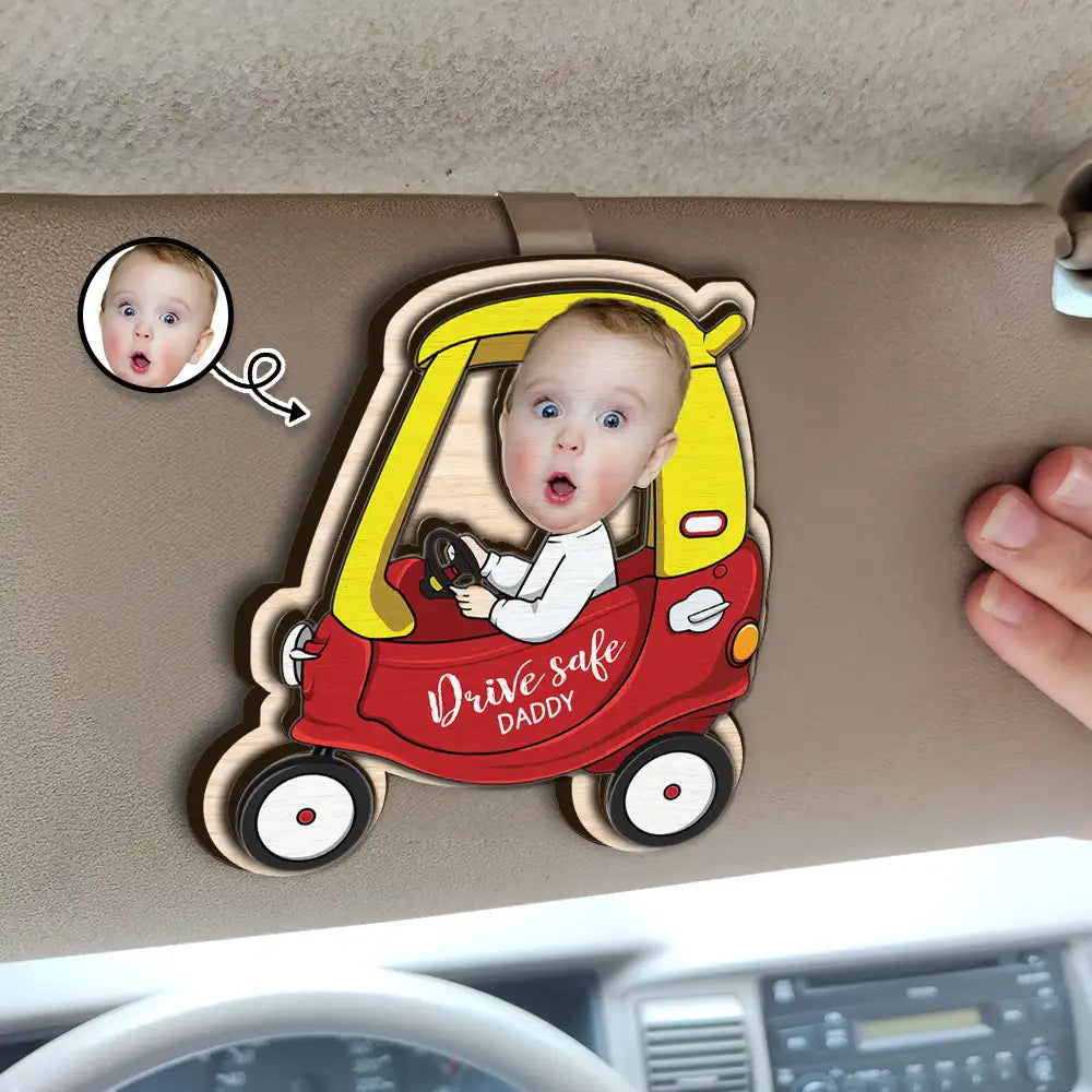 Drive Safe, Daddy - Personalized Photo Car Hanger - A Heartfelt Gift for Dad, Papa & Grandpa on Birthdays & More