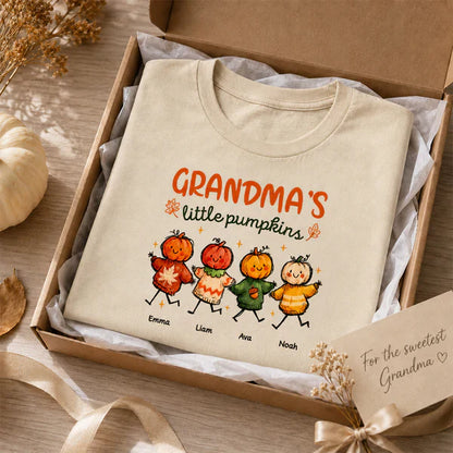 Personalized Grandma's Little Pumpkins Classic Tee, Unique Fall Gift for Grandma