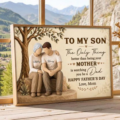 Personalized Poster for Son, Mom and Son Sitting Together, Unique Father's Day Gift