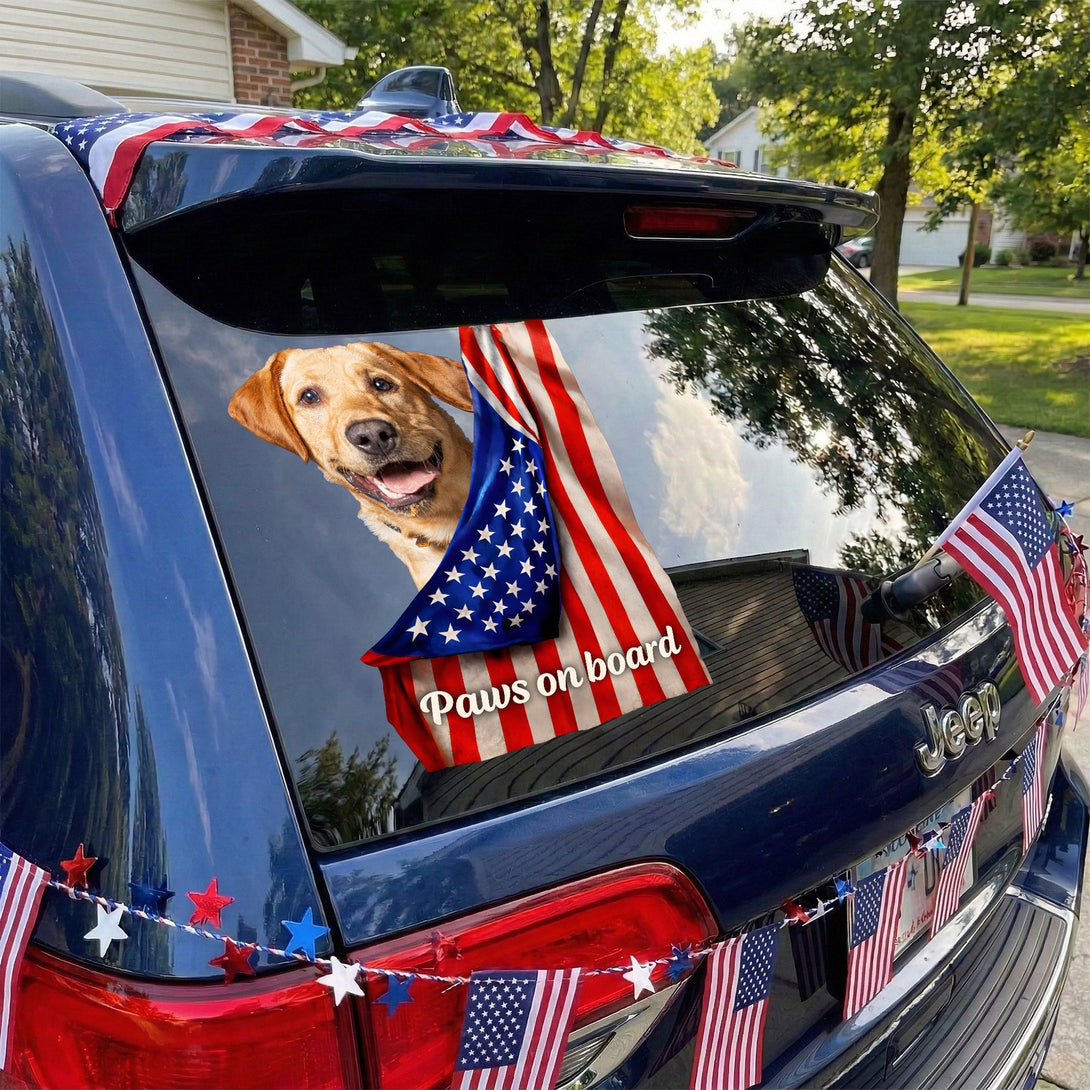 Personalized Dog Car Sticker Decal, Paws on Board Flag Design for Wind ...
