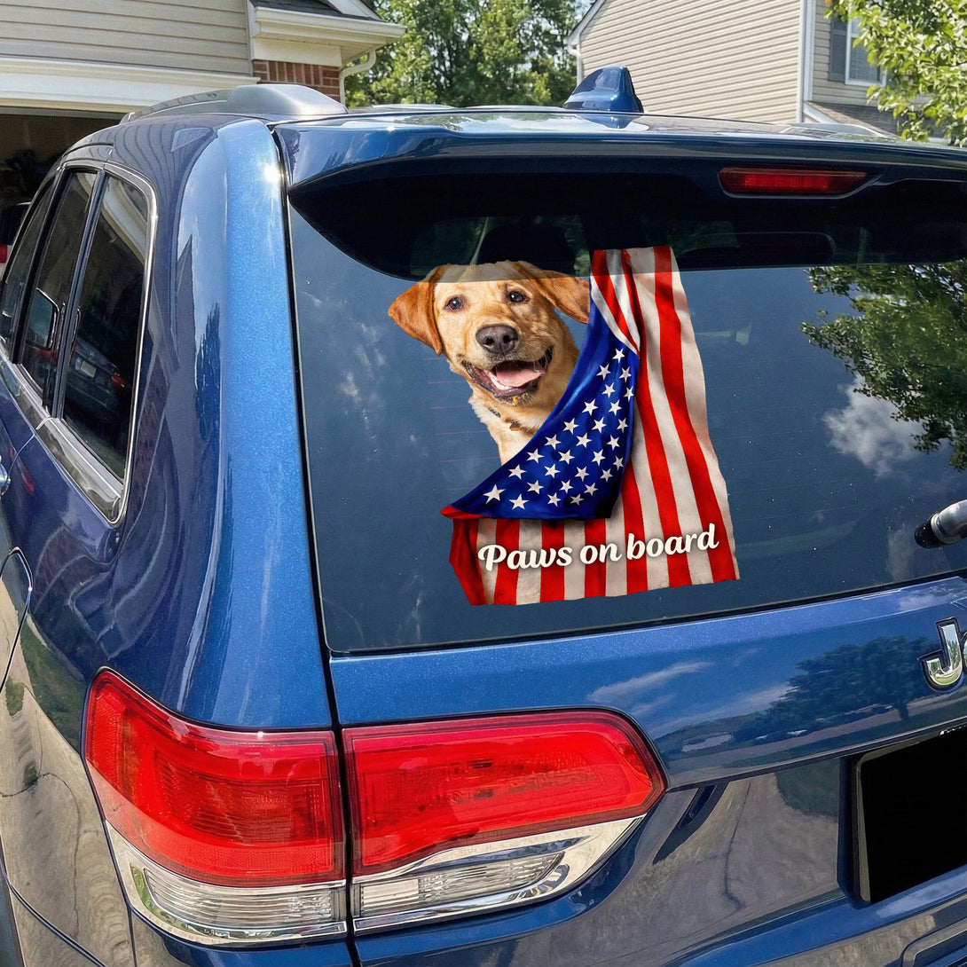 Personalized Dog Car Sticker Decal, Paws on Board Flag Design for Wind ...