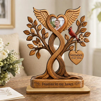 Forever in My Heart Personalized 2-Layer Wooden Plaque, Creative Remembrance Gift for Mom and Loved Ones