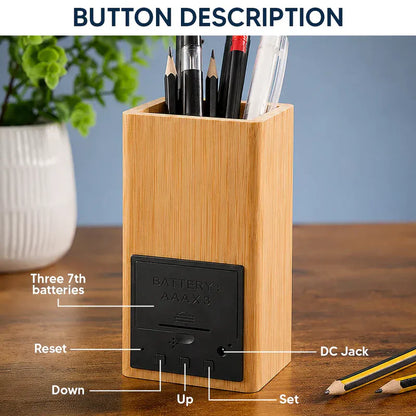 Personalized Wooden Pen Holder Clock, Brother Fist Bump Desk Organizer, Unique Gift for Brother