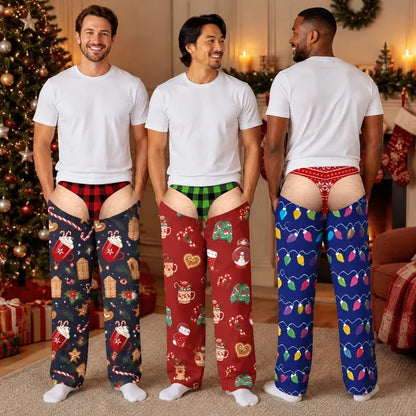 Personalized Men's Sweatpants with Funny Christmas Underwear Illusion, Unique Gift for Him