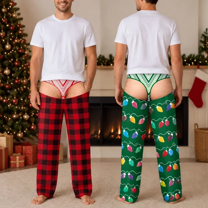 Personalized Men's Sweatpants with Funny Christmas Underwear Illusion, Unique Gift for Him