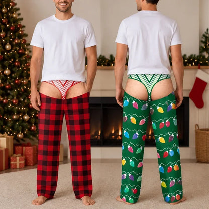 Personalized Men's Sweatpants with Funny Christmas Underwear Illusion, Unique Gift for Him