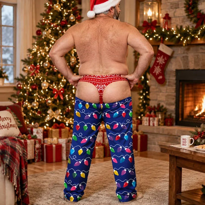 Personalized Men's Sweatpants with Funny Christmas Underwear Illusion, Unique Gift for Him