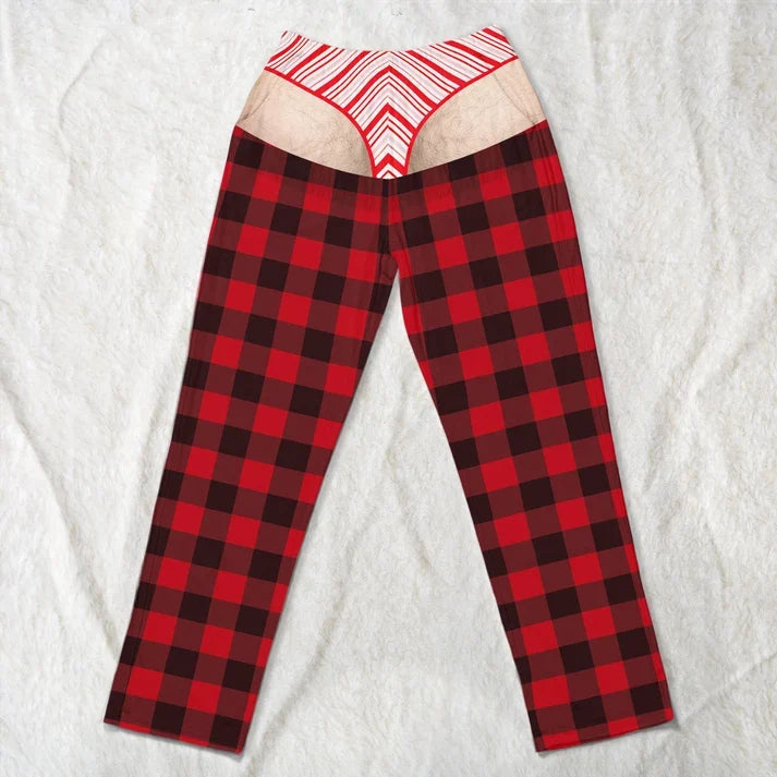 Personalized Men's Sweatpants with Funny Christmas Underwear Illusion, Unique Gift for Him