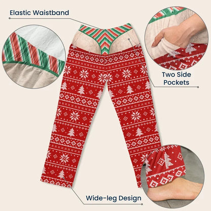Personalized Men's Sweatpants with Funny Christmas Underwear Illusion, Unique Gift for Him