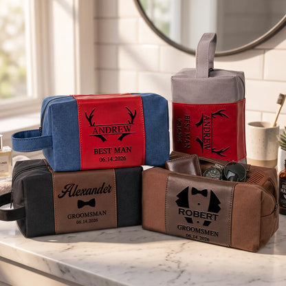 Personalized Toiletry Bag with Bow Tie Design, Unique Gift for Groomsmen and Wedding Party