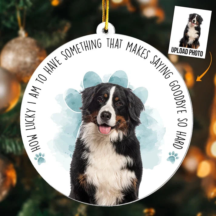 Personalized Acrylic Ornament, Custom Dog Photo Memorial with Goodbye Quote, Unique Sympathy Gift for Pet Owner