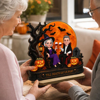 2-Layer Wooden Plaque With Till Death Do Us Part Couple, Personalized Unique Gift For Him & Her