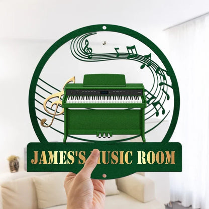 Custom Shaped Metal Sign for a Music Room, Warm Brown Piano Decor and Creative Gift for Music Lovers
