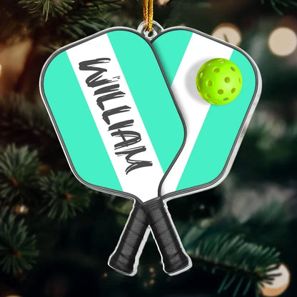 Personalized Acrylic Ornament, Purple Pickleball Christmas Tree Keepsake, Creative Gift for Players and Teams