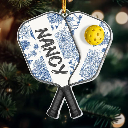 Personalized Acrylic Ornament, Purple Pickleball Christmas Tree Keepsake, Creative Gift for Players and Teams