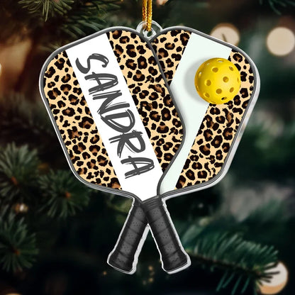Personalized Acrylic Ornament, Purple Pickleball Christmas Tree Keepsake, Creative Gift for Players and Teams
