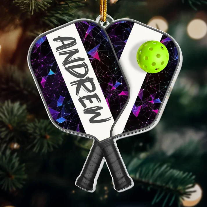 Personalized Acrylic Ornament, Purple Pickleball Christmas Tree Keepsake, Creative Gift for Players and Teams