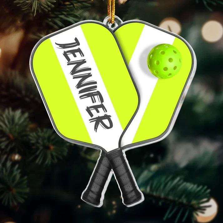 Personalized Acrylic Ornament, Purple Pickleball Christmas Tree Keepsake, Creative Gift for Players and Teams