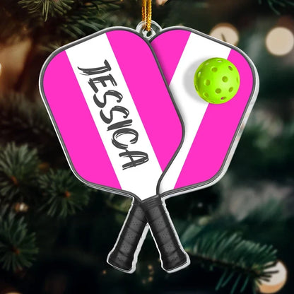 Personalized Acrylic Ornament, Purple Pickleball Christmas Tree Keepsake, Creative Gift for Players and Teams