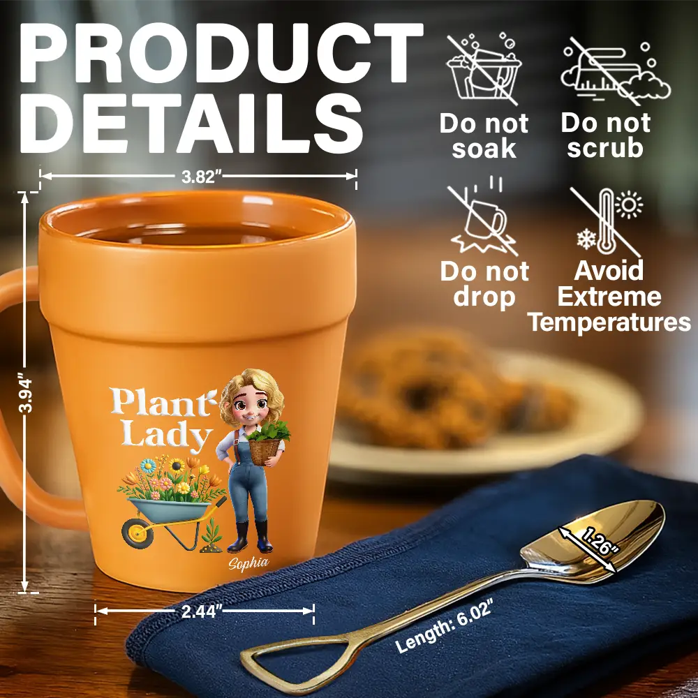 Gardening,Gift For Women,Happy,Gift For Yourself,Gift For Mother,Gift For Grandma - Plant Lady - Personalized Plant Pot Ceramic Mug