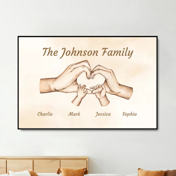 Personalized Family Hands Poster, Keychain, Plaque, Ornament, Sign - Unique Gift for Loved Ones