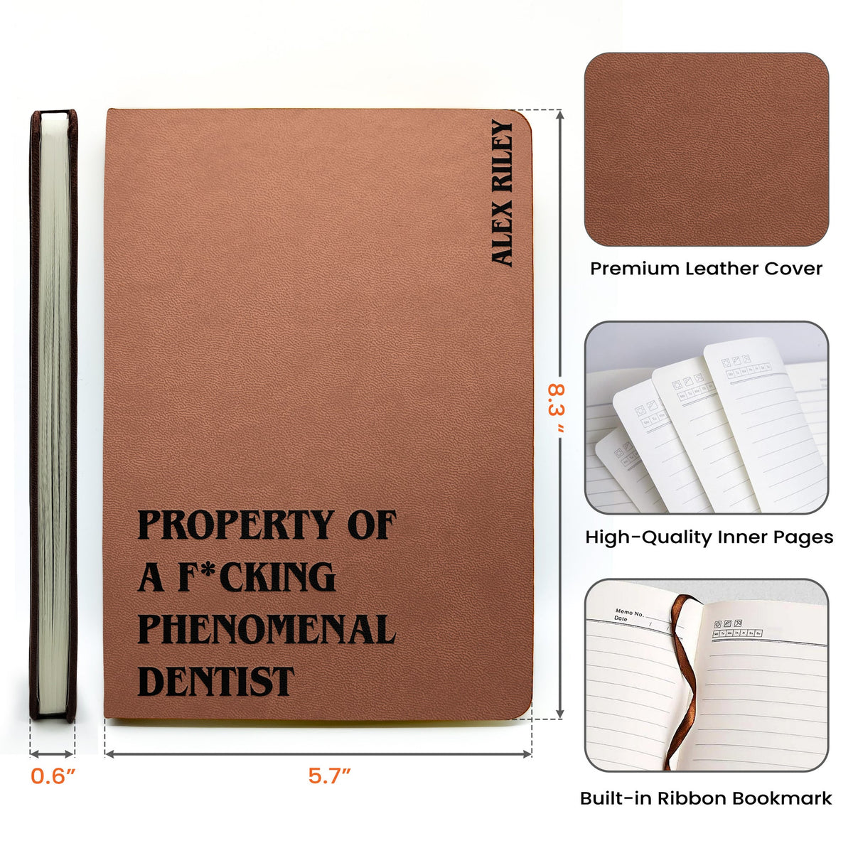 Personalized Leather Journal for a F*cking Phenomenal Professional – Bold Custom Gift for Nurse, Teacher, Boss or More