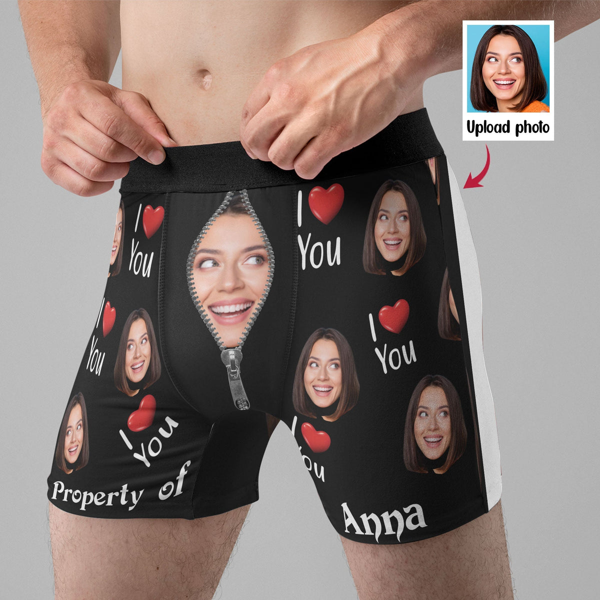 (Photo Inserted) Property Of Girlfriends - Personalized Men's Boxer Briefs - Valentine's Day, Loving, Birthday Gift For Boyfriend, Husband, Life Partners 