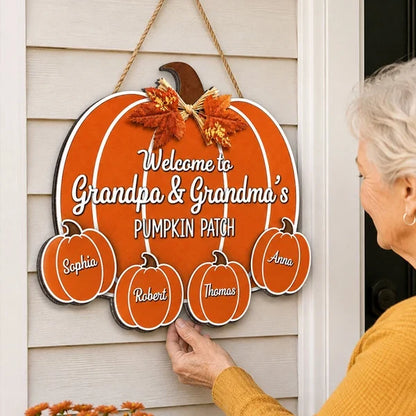 Personalized Wooden Sign, Welcome to Grandma & Grandpa's Pumpkin Patch, Creative Family Gift