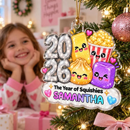 Personalized Acrylic Ornament, Dim Sum and Popcorn Among Tree Lights, Creative Gift for Teens and Friends Who Share Smiles