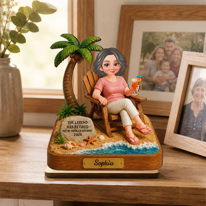 2-Layer Wooden Plaque with Tropical Retirement Humor, Creative Gift for Coworker, Dad or Husband