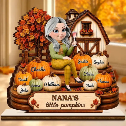 Grandma's Little Pumpkins Personalized Wooden Plaque, Heartfelt Autumn Keepsake, Creative Gift for Grandma