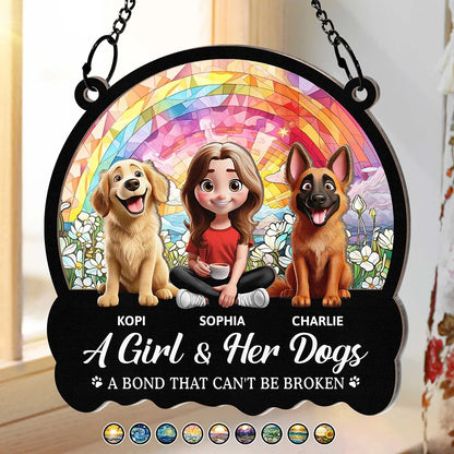 Dog Lovers, Pet Lovers - A Bond That Can't Be Broken - Personalized Window Hanging Suncatcher Ornament