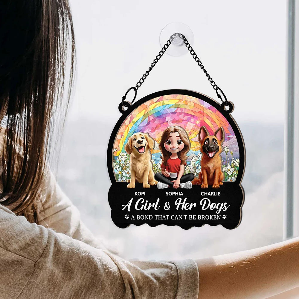 Dog Lovers, Pet Lovers - A Bond That Can't Be Broken - Personalized Window Hanging Suncatcher Ornament