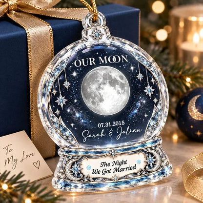 Our Moon Personalized Acrylic Ornament, Starry Christmas Tree Keepsake, Creative Gift for a Couple