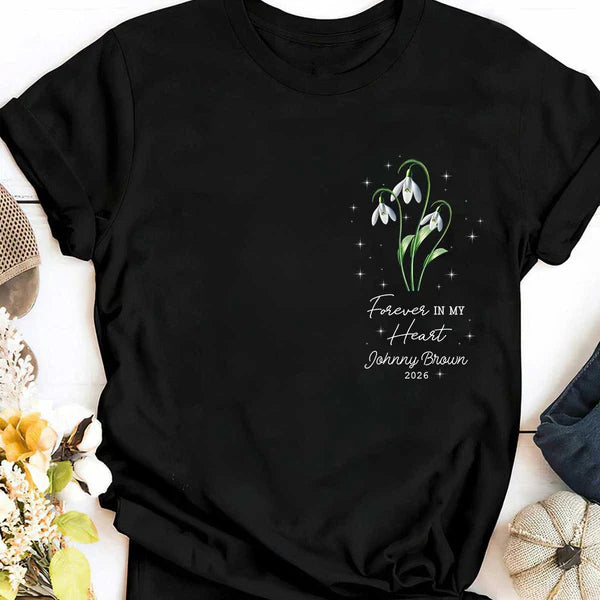 Personalized Classic Tee, Tiny Bloom Memorial Design, Unique Gift for Grieving Parent