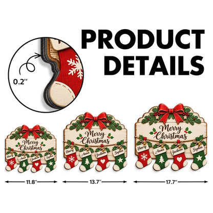 Personalized Wooden Sign with Family Stockings, Rustic Christmas Decor, Unique Gift for Grandparents