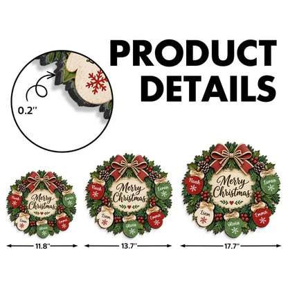 Personalized Christmas Door Sign with Mitten Wreath, Rustic Family Decor, Unique Gift for Grandparents